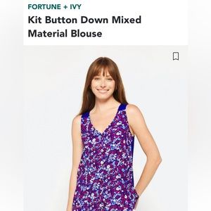FORTUNE + IVY Kit Button Down Mixed
Material Blouse.